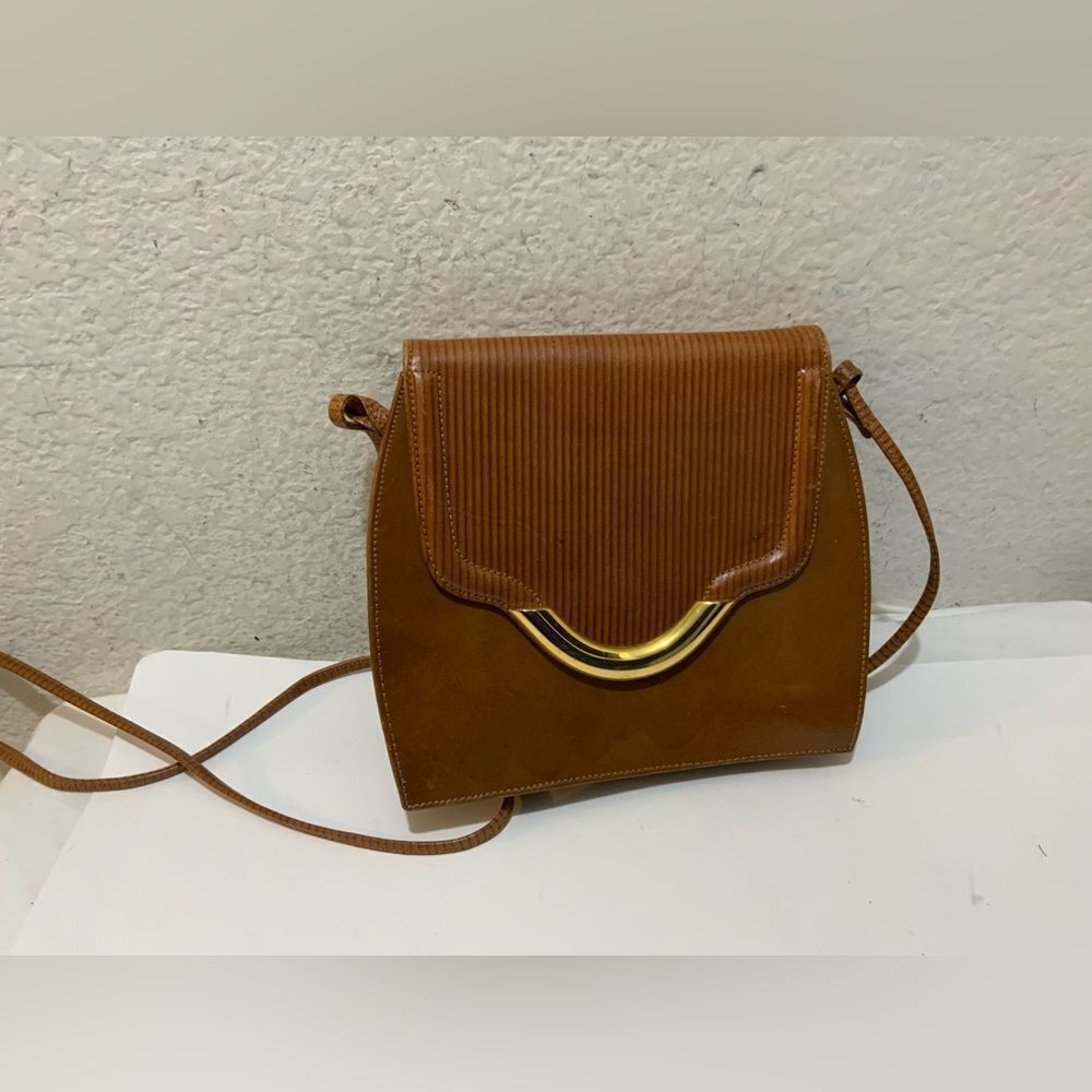 Vtg SUSAN GAIL Leather Shoulder Bag Purse Brown Snap Close ITALY clean!